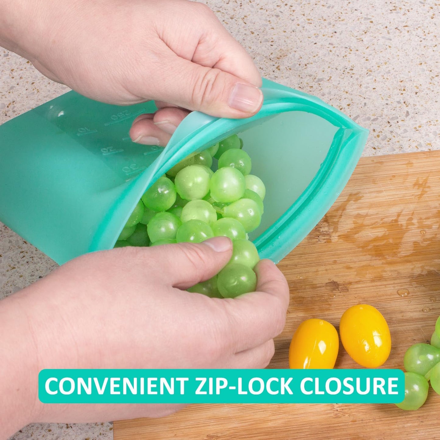 Reusable Sandwich & Snack Bags, 8 Pack 100% Silicone Food Storage Bags Stand Up Zip Lock for Food Container, Freezer Microwave Oven Dishwasher Safe, 4 Small 4 Extra Small, Aqua