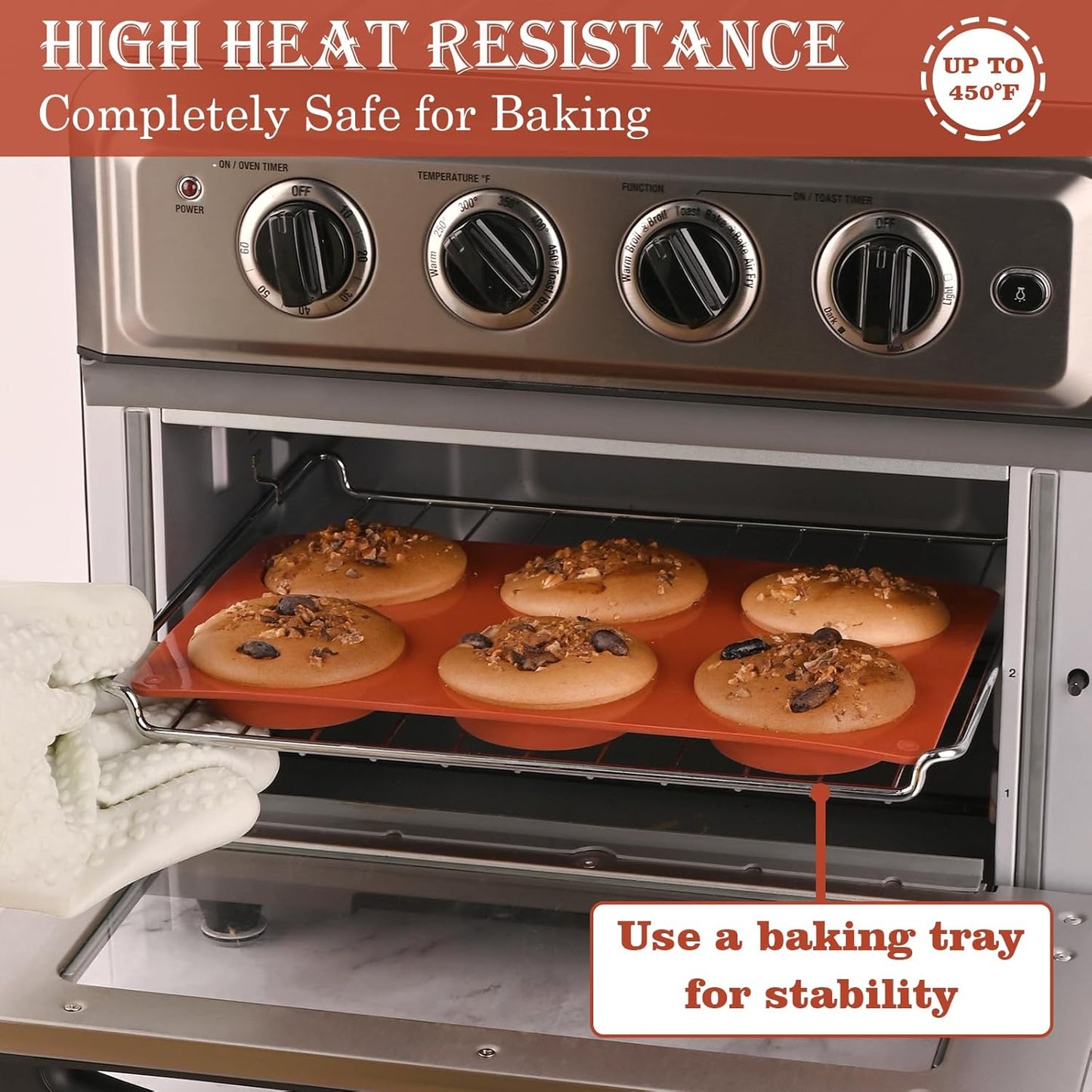 Sakolla 3 Pack Muffin Top Pans, 6 Cavities Silicone Egg Molds for Breakfast Sandwiches, Whoopie Pies, Hamburger Bun, English Muffins, Tarts, Corn Bread (Brick Red) ﻿ ﻿