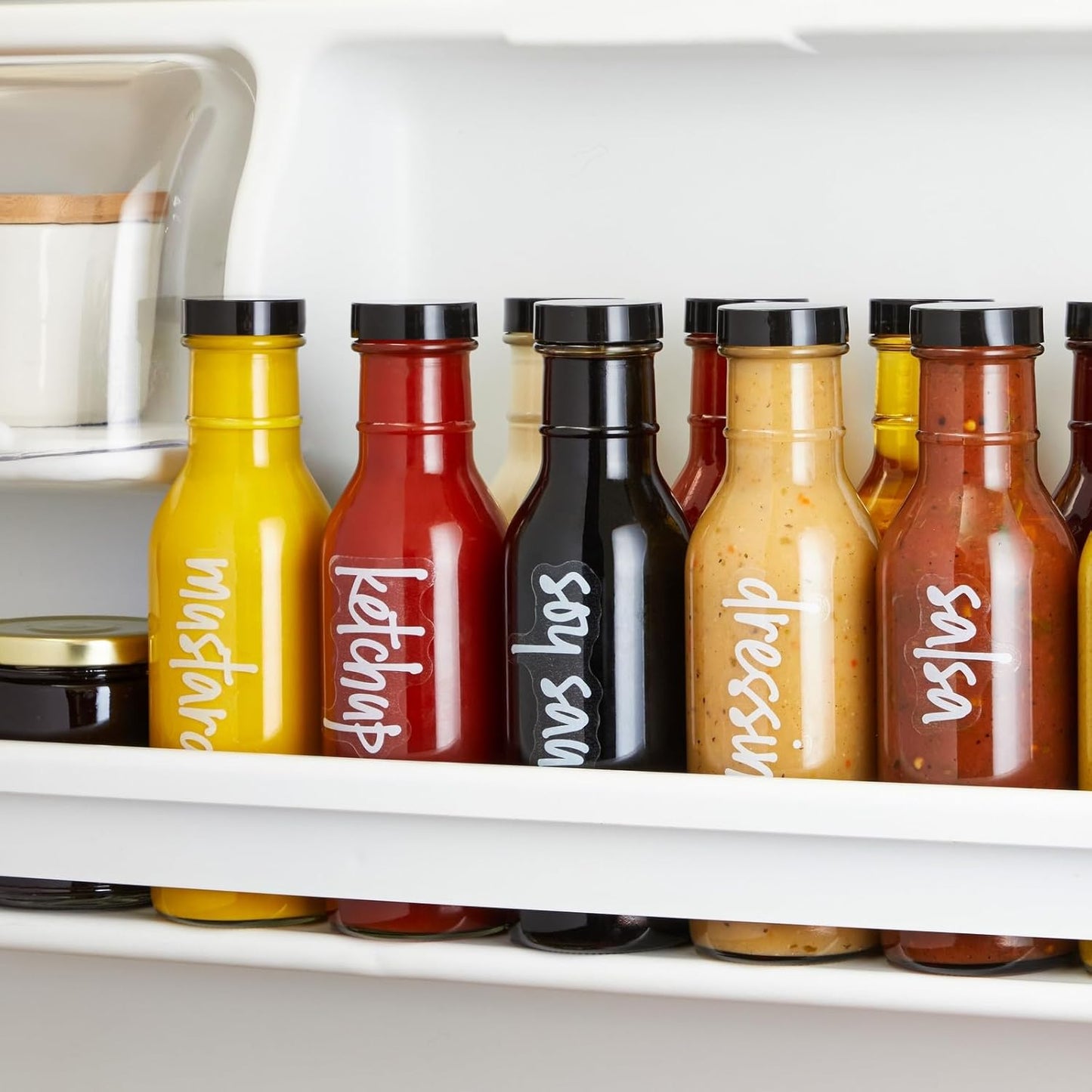 Talented Kitchen 158 White Script Kitchen Pantry Labels for Food Containers, Clear Removable Stickers for Fridge Organization, Freezer, Jar Storage