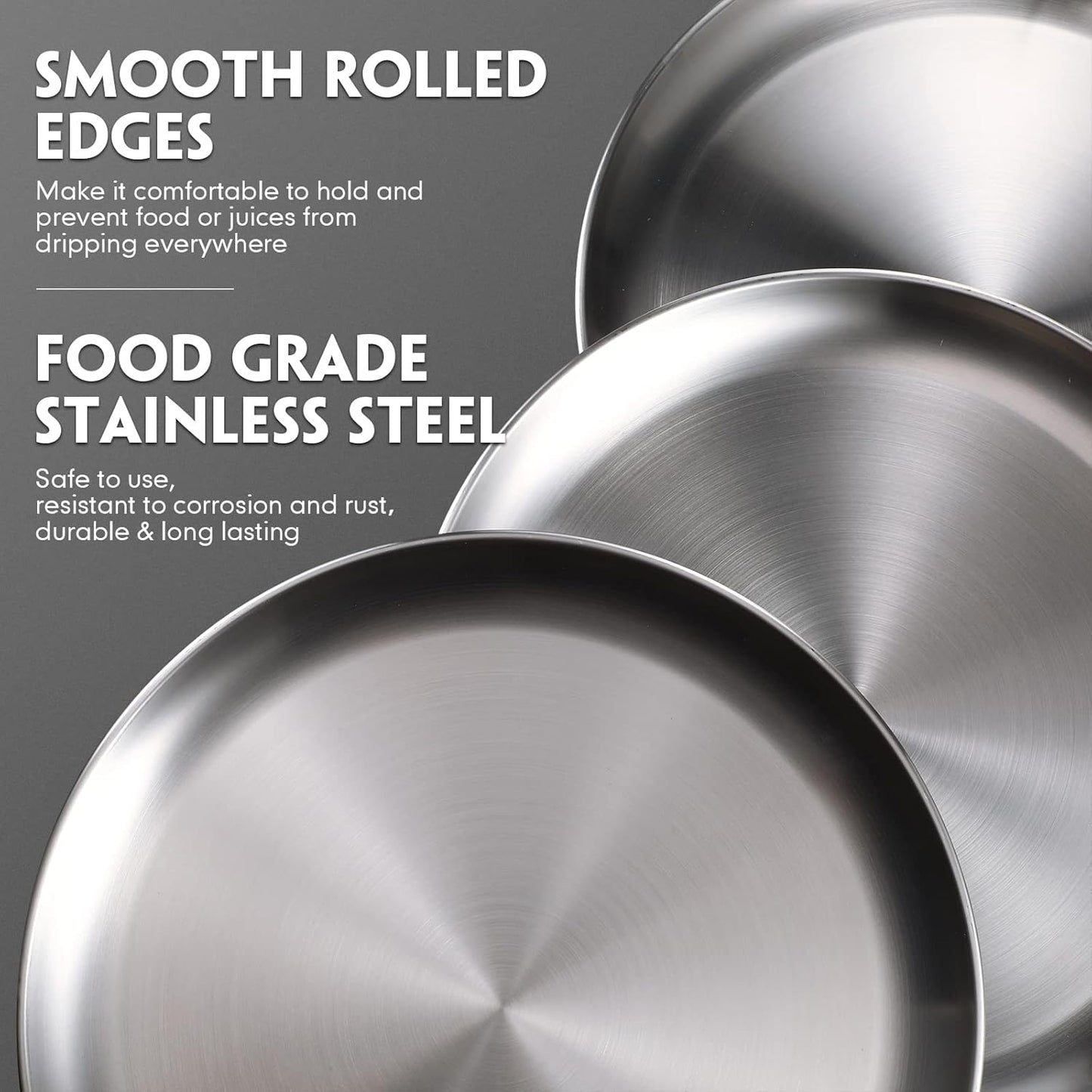 Thenshop 8 Pieces 6 Inch Pizza Pans Bulk Stainless Steel Sets Round Bakeware Pizza Trays for Oven Kitchen Baking Home Restaurant Safe Sturdy Reusable Easy Clean (Matte Silver)