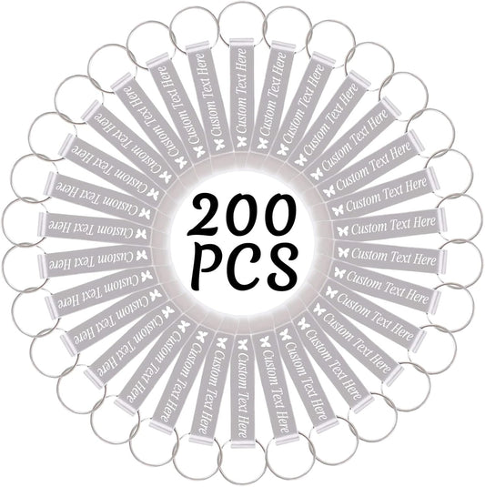 200PCS Personalized Bottle Opener Keychain Bulk Custom Beer Bottle Opener with Logo Text Engraved Wedding Bottle Opener Favors Customized Gifts for Guests Baby Shower Birthday Party-Silver