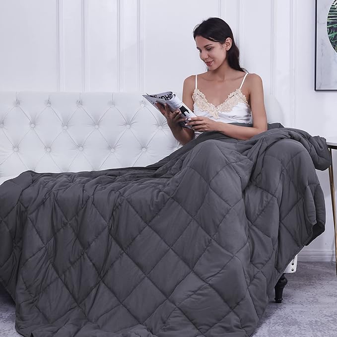 Weighted Blanket 22lbs 60"x80" Cooling Breathable Heavy Blanket Microfiber Material with Glass Beads for Adult All-Season Summer Fall Winter Soft Thick Comfort