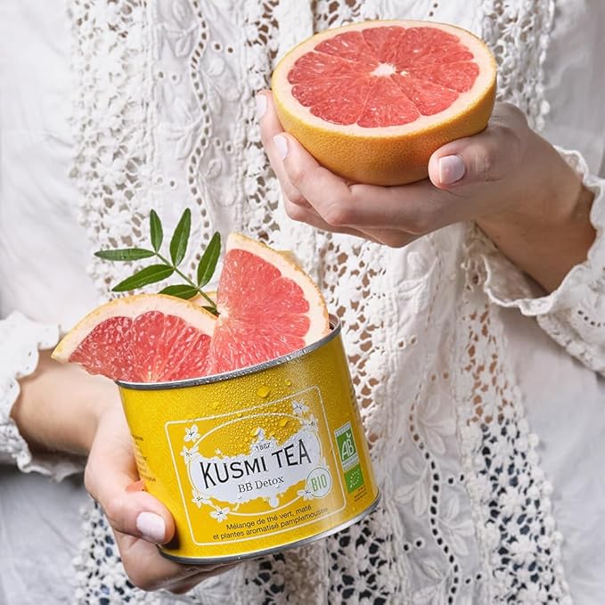 Kusmi Tea - BB Detox - Iconic Detox Tea - 100% Organic - Blend of Green Tea, Mate & Grapefruit - Organic Flavored Yerba Mate Tea - Loose Leaf - Tin Box of 3.5 oz - Quantity for about 50 cups