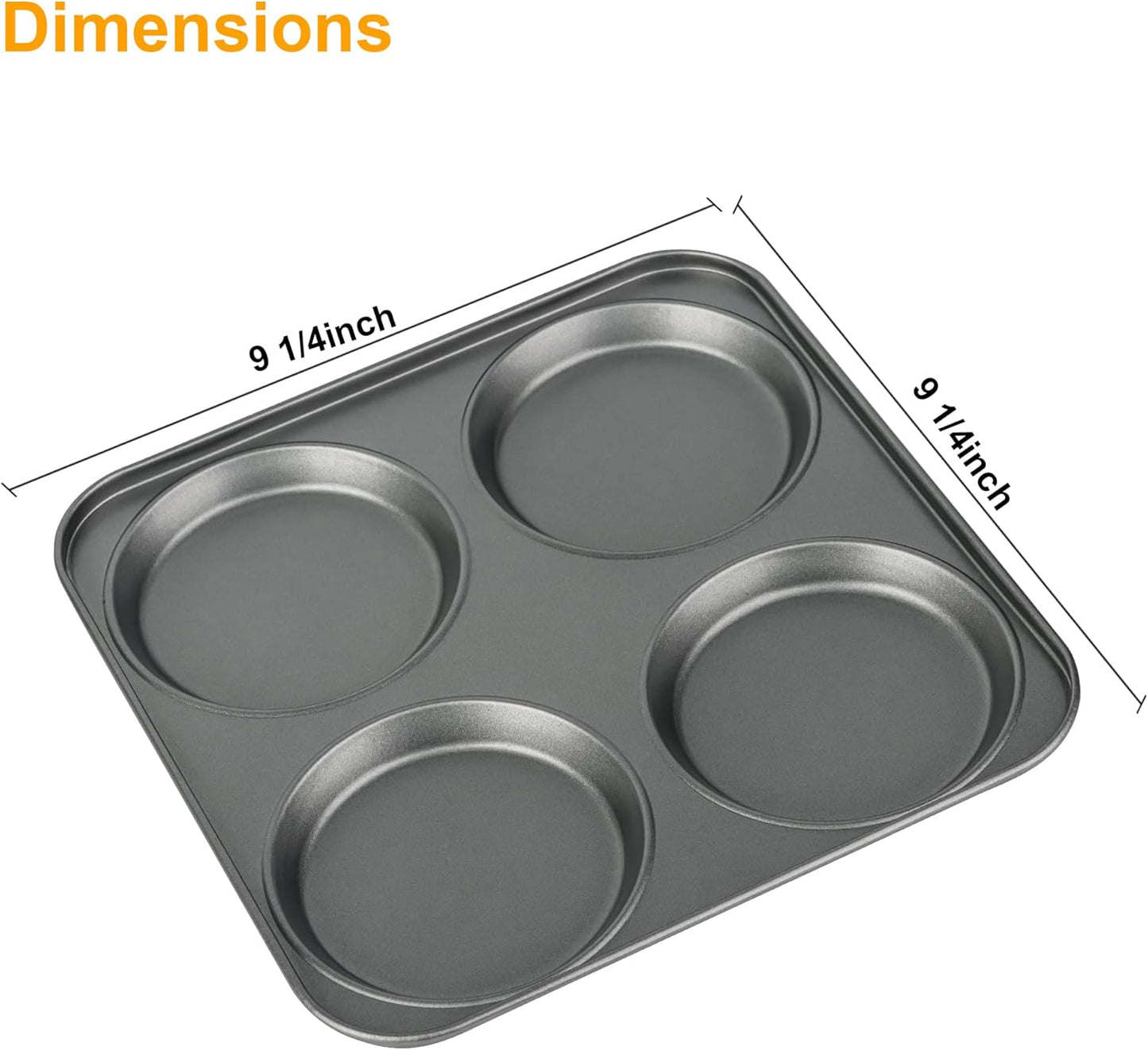 Tiawudi Muffin Top Pan, 4-Cup Hamburger Bun Pan, Large Whoopie Pies Pan, Non-Stick Bakeware for Eggs, Cornbread, Small Cake Layers and Drop Cookies, Set of 3