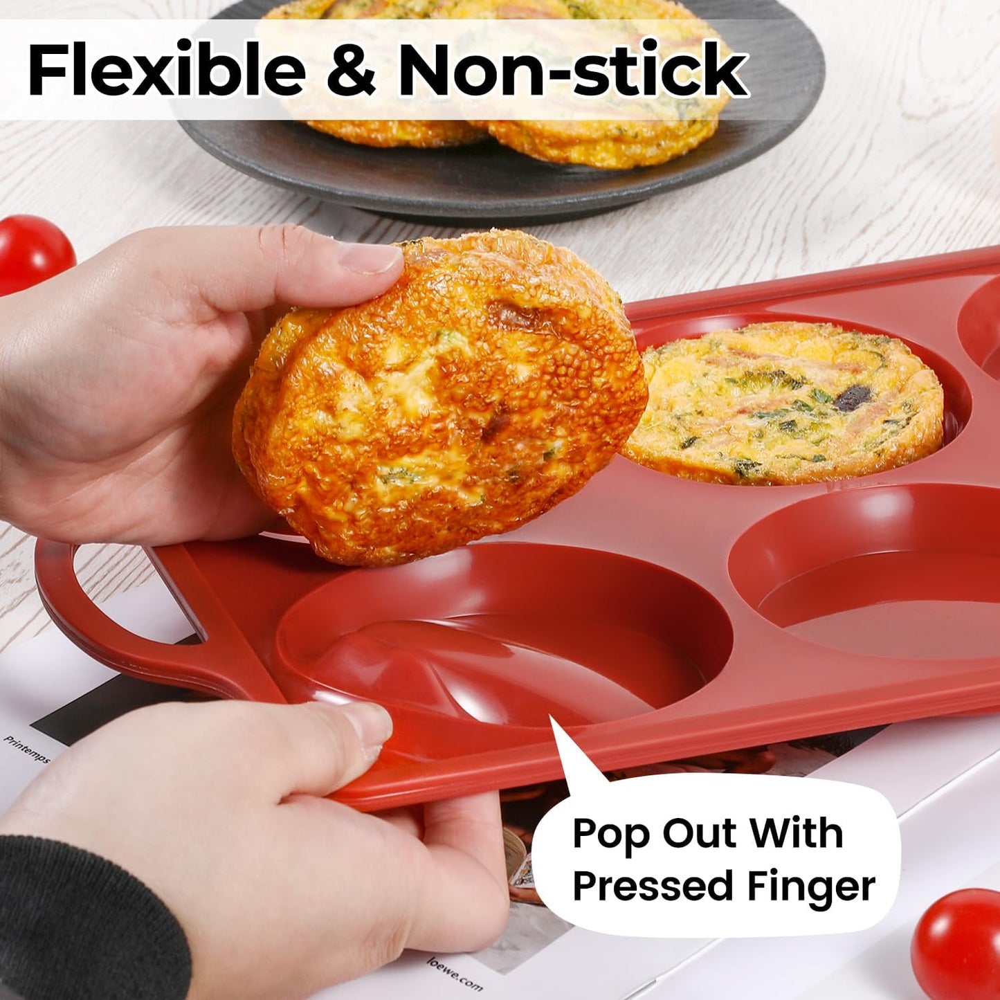 CAKETIME Muffin Top Pan Non Stick, 4 Inch Metal Frame Round Egg Baking Pan for Oven English Muffins, Whoopie Pies, Corn Bread, Egg Bites, Breakfast Sandwiches Tarts 4 Pack Brown