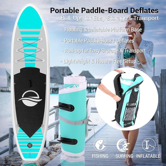 SereneLife Inflatable Stand Up Paddle Board with Premium SUP Accessories – Wide Stable Design with Non-Slip EVA Deck Pad for Adults and Youth of All Skill Levels