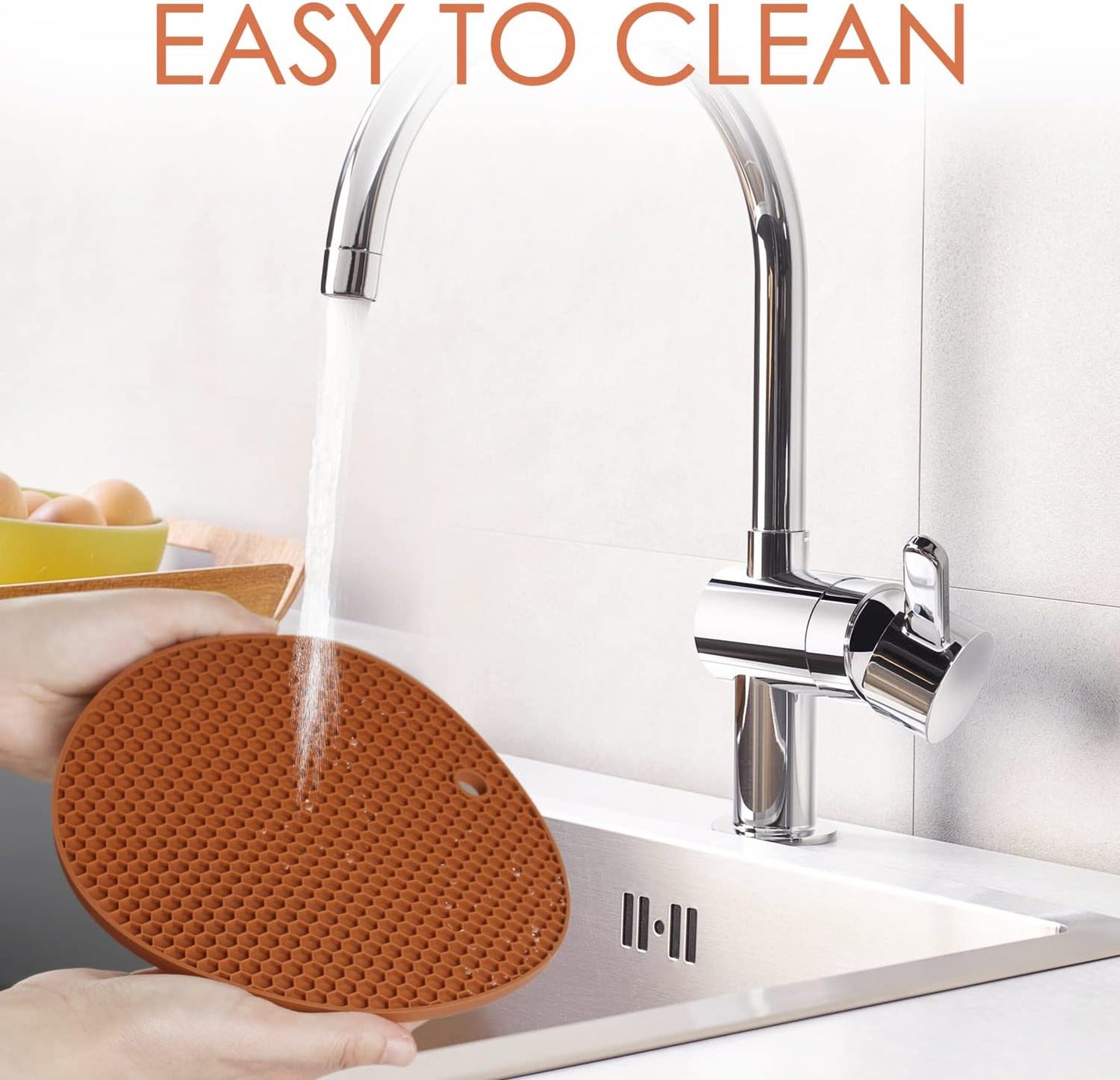 Silicone Trivets for Hot Dishs, 7 Inch & 9 Inch Heat Resistant Silicone Hot Pads Pot Holders for Kitchen Counter, Flexible Round Trivet Mats, Potholders(Coffee)