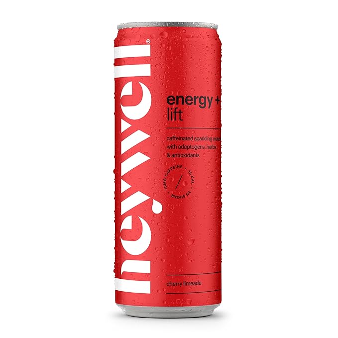 Heywell Sparkling Adaptogenic Water Energy and LIft, Cherry Limeade Flavor 12 Fluid Ounce (Pack of 12) - Caffeinated, Organic, Non GMO, Vegan, Gluten Free, Dairy Free