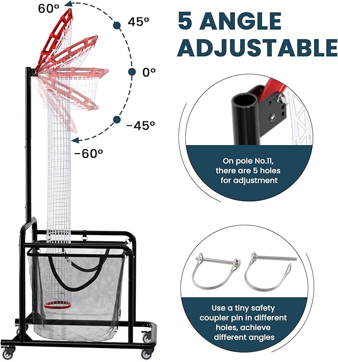 Volleyball Setter Training Equipment – Adjustable Height & Angle, Precision Target Cloth for Accurate Setting, Portable with Wheels, Ball Storage Net Bag Skill Levels
