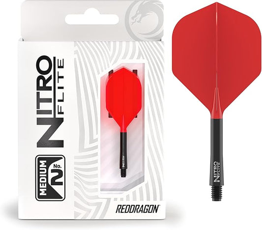 RED DRAGON Darts – Nitro Flite Integrated Flight & Shaft System – No.2 Shape and Design - Available in Short, Intermediate & Medium - Available in Variety of Colours - Professional Darts Accessories
