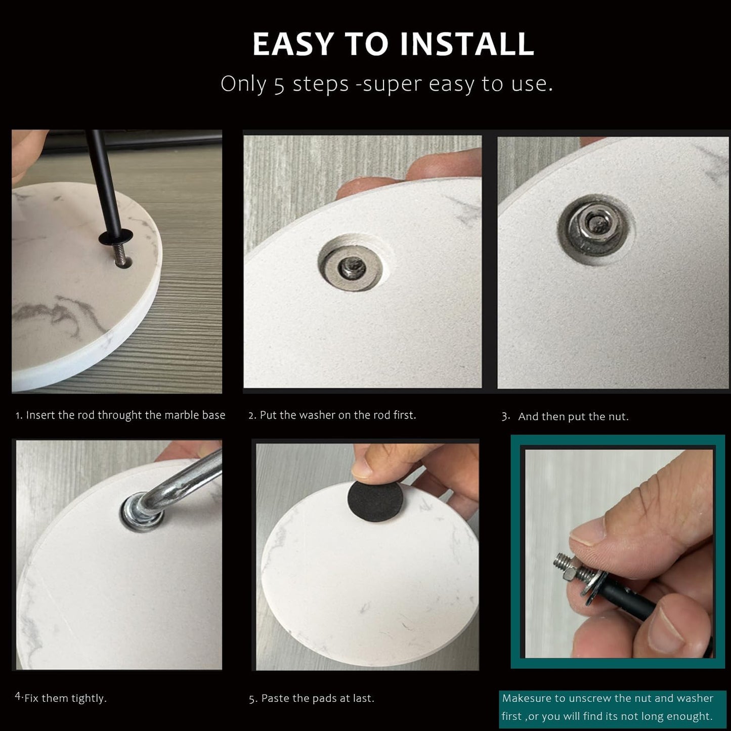 Tumbler Lid Organizer with Marble Base for Stanley /Yeti Tumbler,Space-saving Vertical Cup Lid Stacker Storage Design for Up to 10 Lids,Clutter-Free Kitchen Cabinets and Countertops (Black)