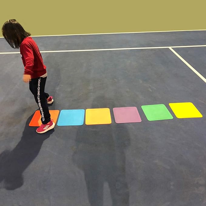 12inch Flat Square Spot Marker Multi-Color Exercise Kids Floor Playmat (12pcs)