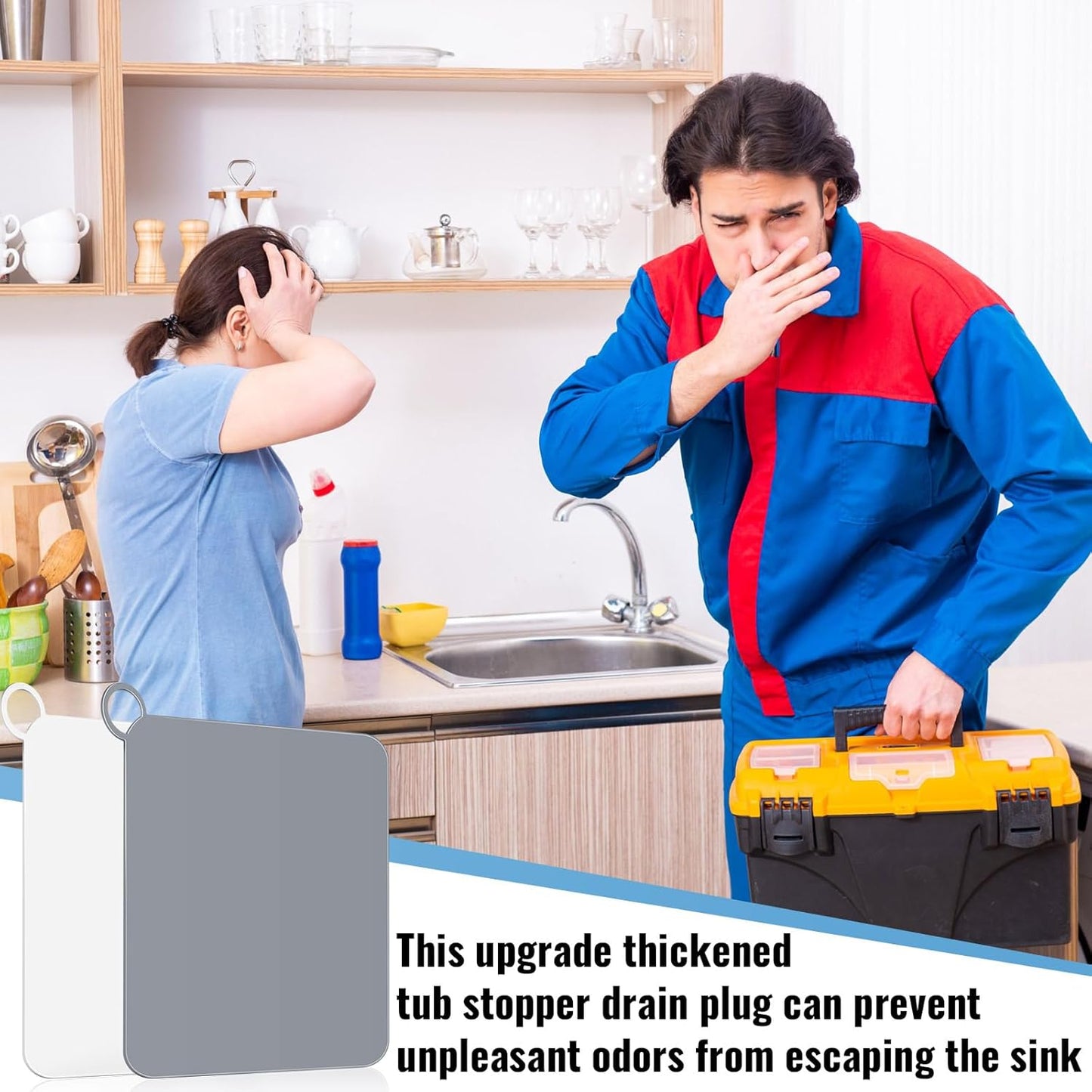 Yinkin 6 Pcs Drain Covers to Keep Bugs Out Silicone Shower Floor Tub Stoppers Bathtub Drain Stoppers Sewer Anti-Odor Mats Deodorizing Plugs for Bathroom(7.87 x 7.87 Inch,Square,Grey and White)