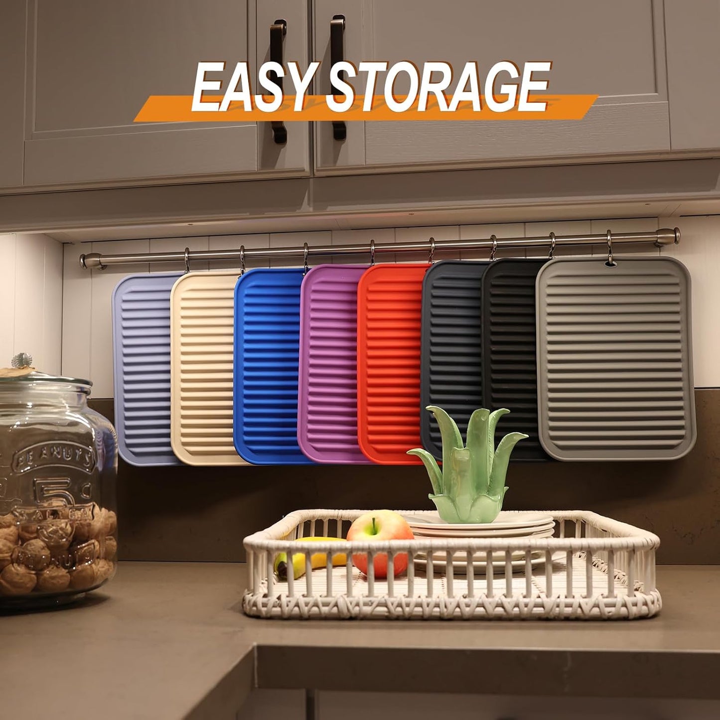 Joyhalo 4 Pack Silicone Trivets for Hot Pots and Pans,480℉ Heat Resistant Trivets for Hot Dishes,Hot Pads for Countertop,Kitchen Potholders,Black