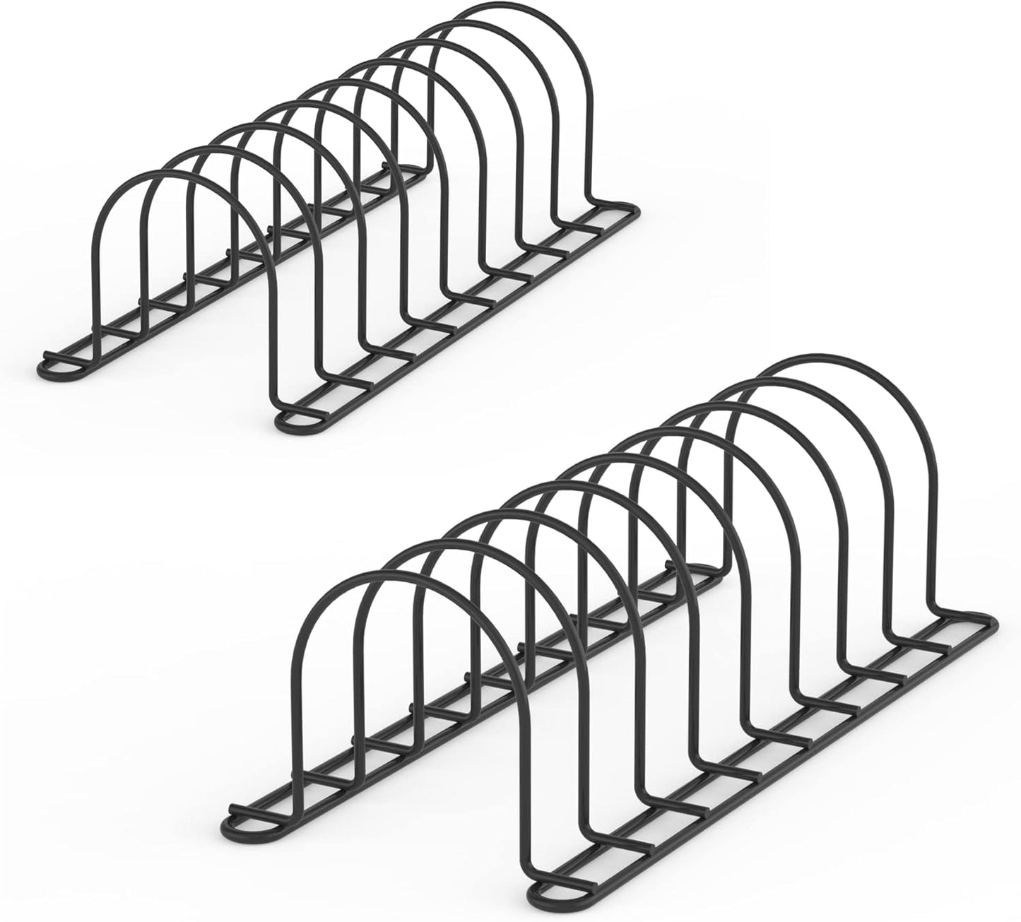 JAQ Pot Lids Holder, 13.5" Metal Kitchenware Dividers Organizer Rack for Plates, Pans, Sheet Pan, Baking Sheets,Office Documents in Kitchen Cabinets Shelf Countertop Pantry (2-pack, Black)