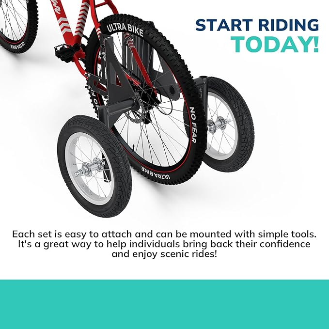 Moshay Adjustable Adult Bicycle Bike Stabilizers Training Wheels Fits 24" to 29" - Quality Heavy Duty