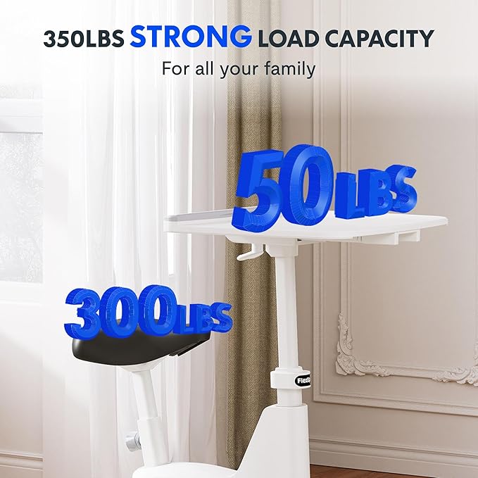 FLEXISPOT Exercise Bike with 2D Desktop, Space Saving Under Desk Bike with Removable Desk, Stationary Bikes Indoor Bikes with 300LBS Heavy Duty 8-Level Resistance Flywheel Optional LCD, V9PRO/V9MAX