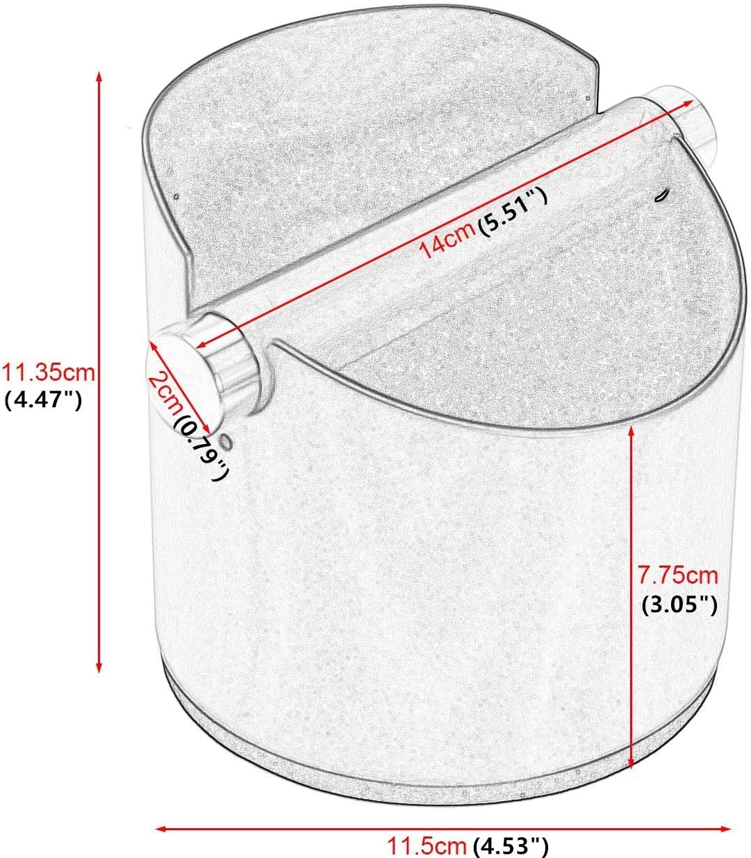 DIBTSA Espresso Knock Box, Stainless Steel Coffee Grounds Knock Box, With Removable Knock Bar and Non-Slip Rubber Base (Black)