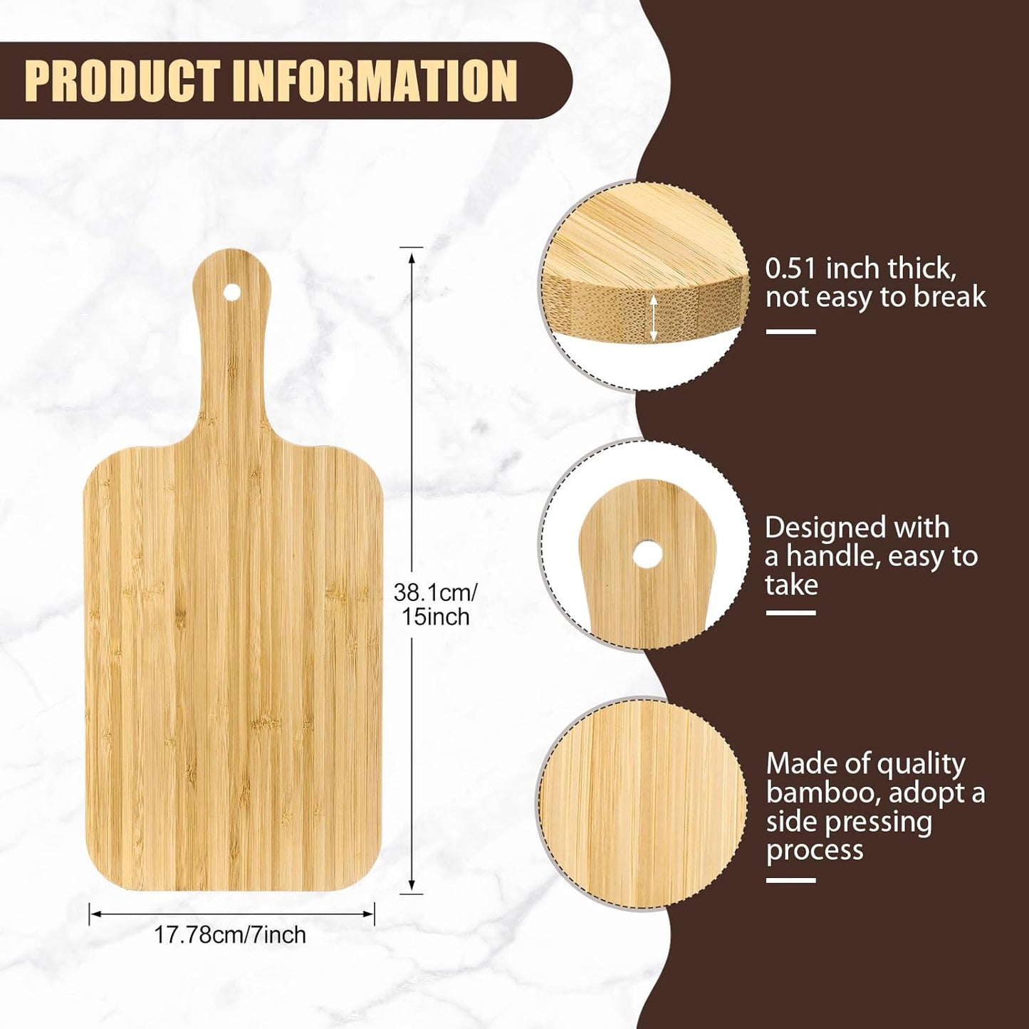 Lounsweer 6 Pcs Thicken Cutting Board Bulk Wood Board for Chopping Serving Charcuterie Material for Laser Engraving Mother' Day Wedding Housewarming Gift