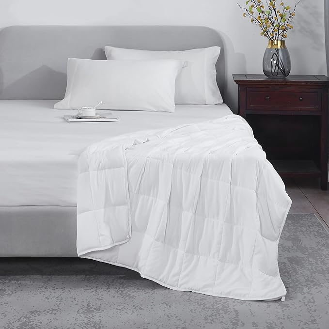 L'AGRATY Weighted Blanket - 60"x80" 20lbs Cooling Breathable Heavy Blanket Microfiber Material with Glass Beads Big Blanket for Adult All-Season Summer Fall Winter Soft Thick Comfort Blanket