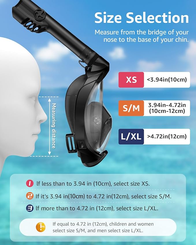 W WSTOO Full Face Snorkel Mask Adults,Suitable for Beginners Dry Top Snorkeling Gear,Can Your Mouth or Nose to Breathe,180 Degrees Panoramic View,Anti-Fog Anti-Leak,Summer Travel and Vacationing Gifts
