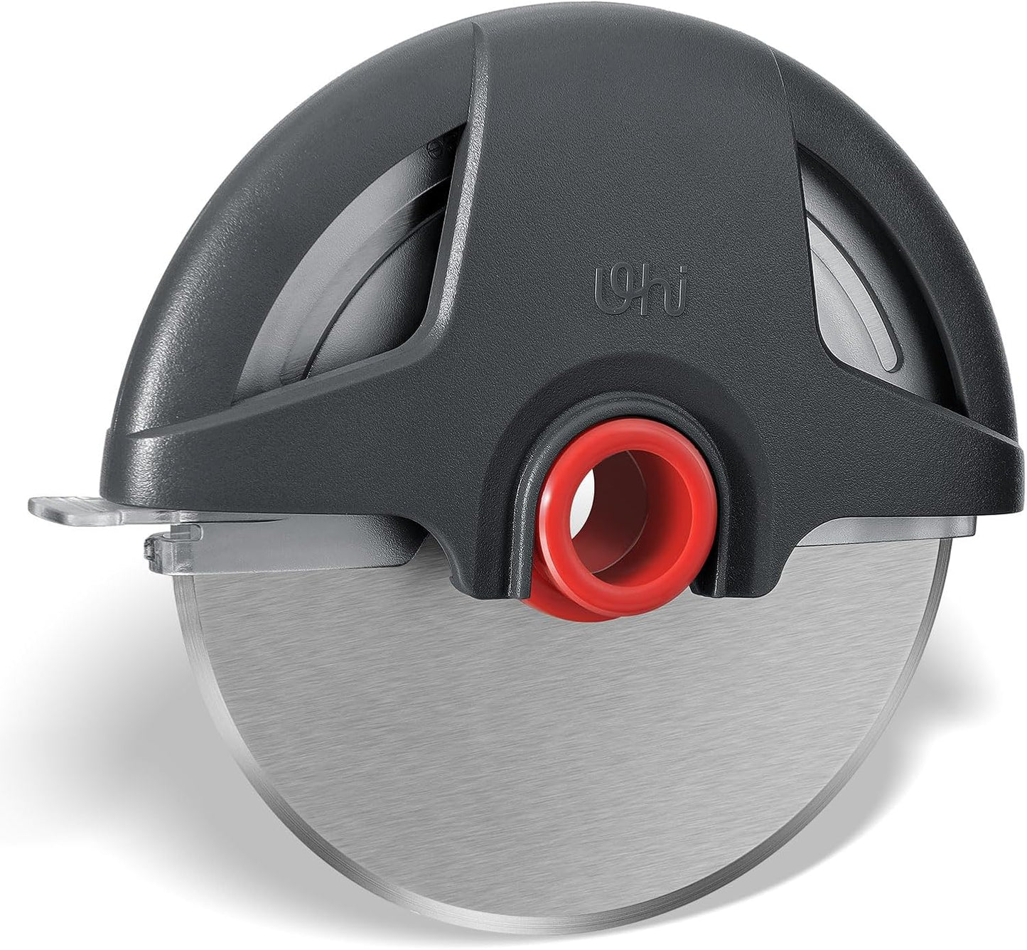 Pizza Cutter Wheel, UHIYEE Heavy Duty Pizza Slicer, Stainless Steel Large Pizza Wheel Blade with Safety Rotating Guard, Thickened Blade Ergonomic Handle Cut through Crust with Ease, Gray