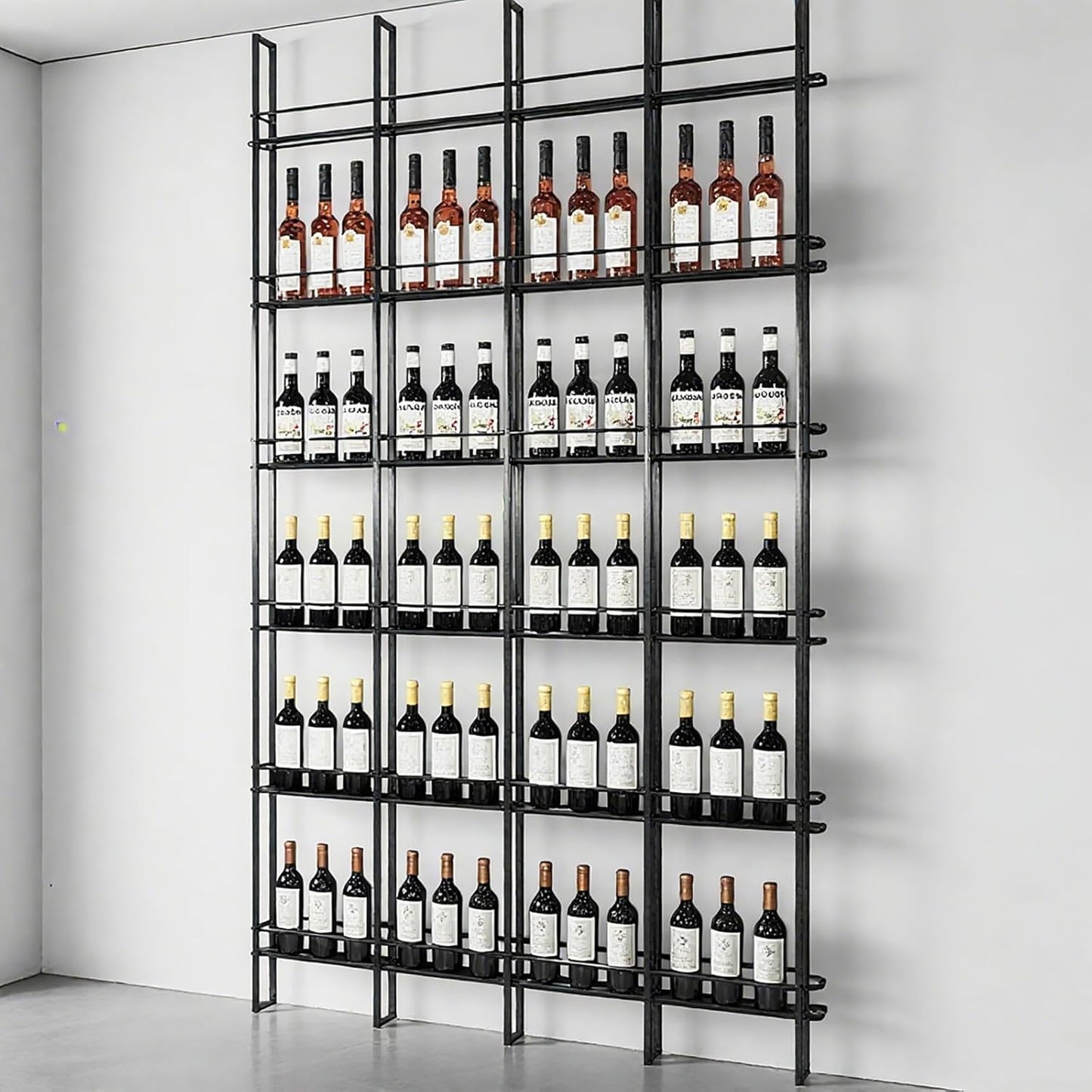 Wine Racks Wall Mounted, 6-Tier Wine Storage Holder, Black Industrial Bar Liquor Bottle Display Shelf, for Home Bar, Kitchen, Dining Rooms, & Wine Cellars(Black, 2 Column)