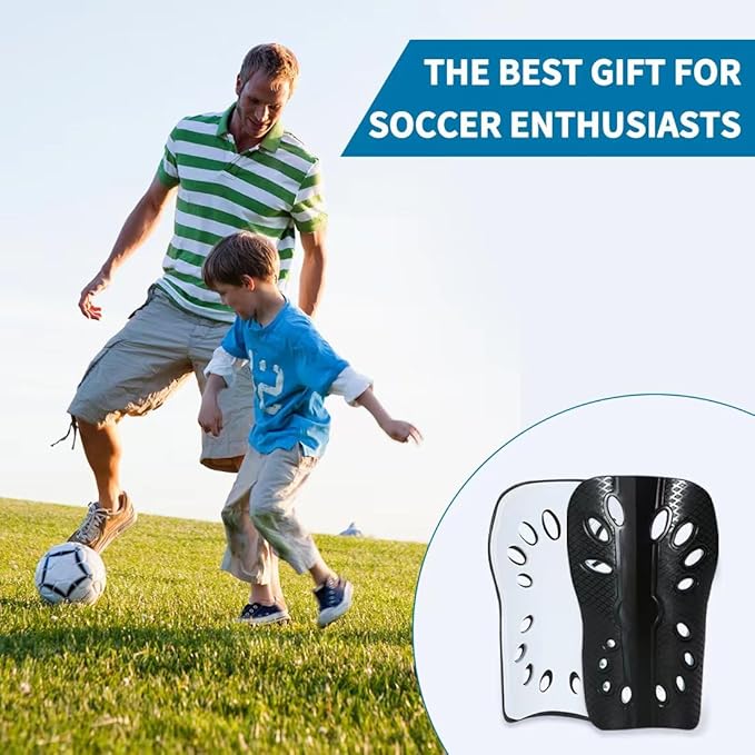 Soccer Shin Guards for Kids Youth, 2 Pairs Breathable Shin Pads for Boys Girls Teens Adults, Lightweight Football Equipment Cushion Protection for Men Women