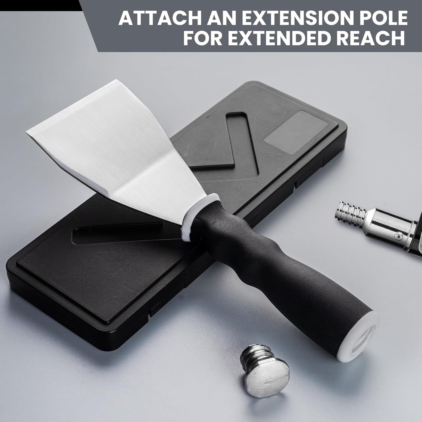 Mister Rui 2 Pack Paint Scraper Set, 3" Bent Paint Scraper with 10 in 1 Putty Knife, Stainless Steel Painting Tools, Metal Curved Floor Scraper for Cleaning, Removing, Repairing