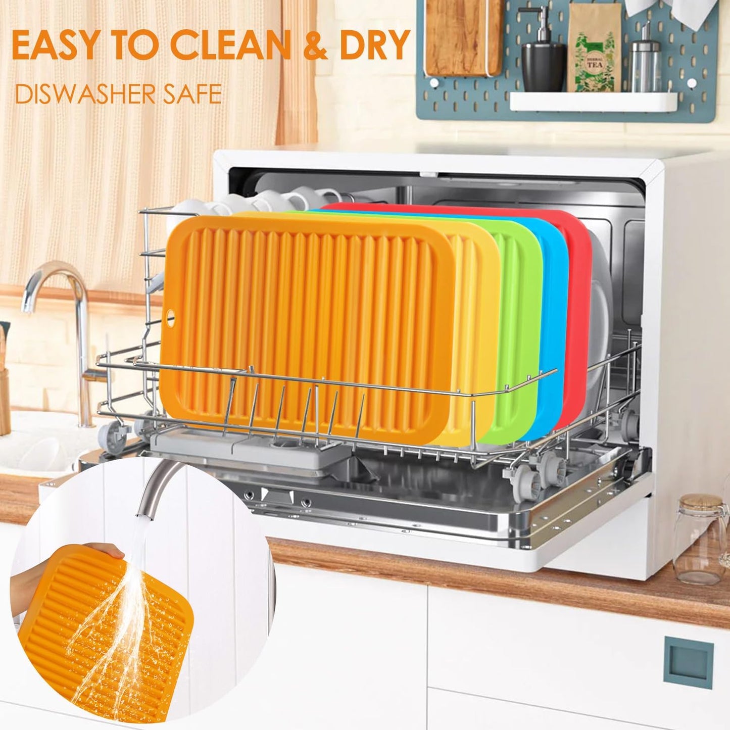 5 Pack Silicone Trivets for Hot Pots and Pans, 9 * 12Inch SiliconeTrivet for HotDishes, Colorful Heat Resistant Silicone Mat, Non-Slip Hot Pads Pot Holders for Kitchen Counter Hot Plate Mat