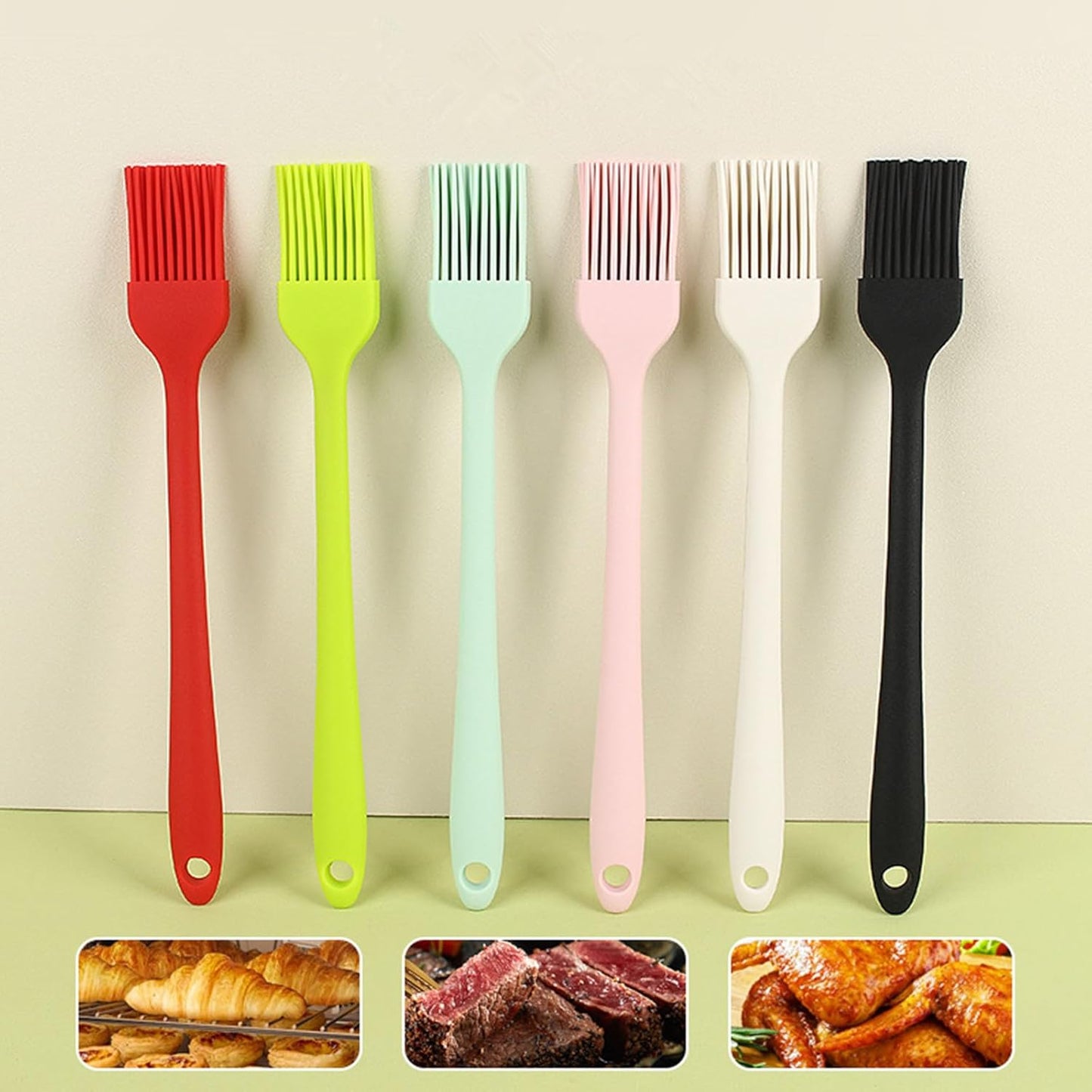 6Pcs Silicone Basting Brush Upgrade Pastry,Heat Resistant Brushes Premium Cooking Brush for Sauce Marinade Meat Glazing Oil BBQ Kitchen Cooking Baking Grilling Flavoring 19cm/7.48"(Small)
