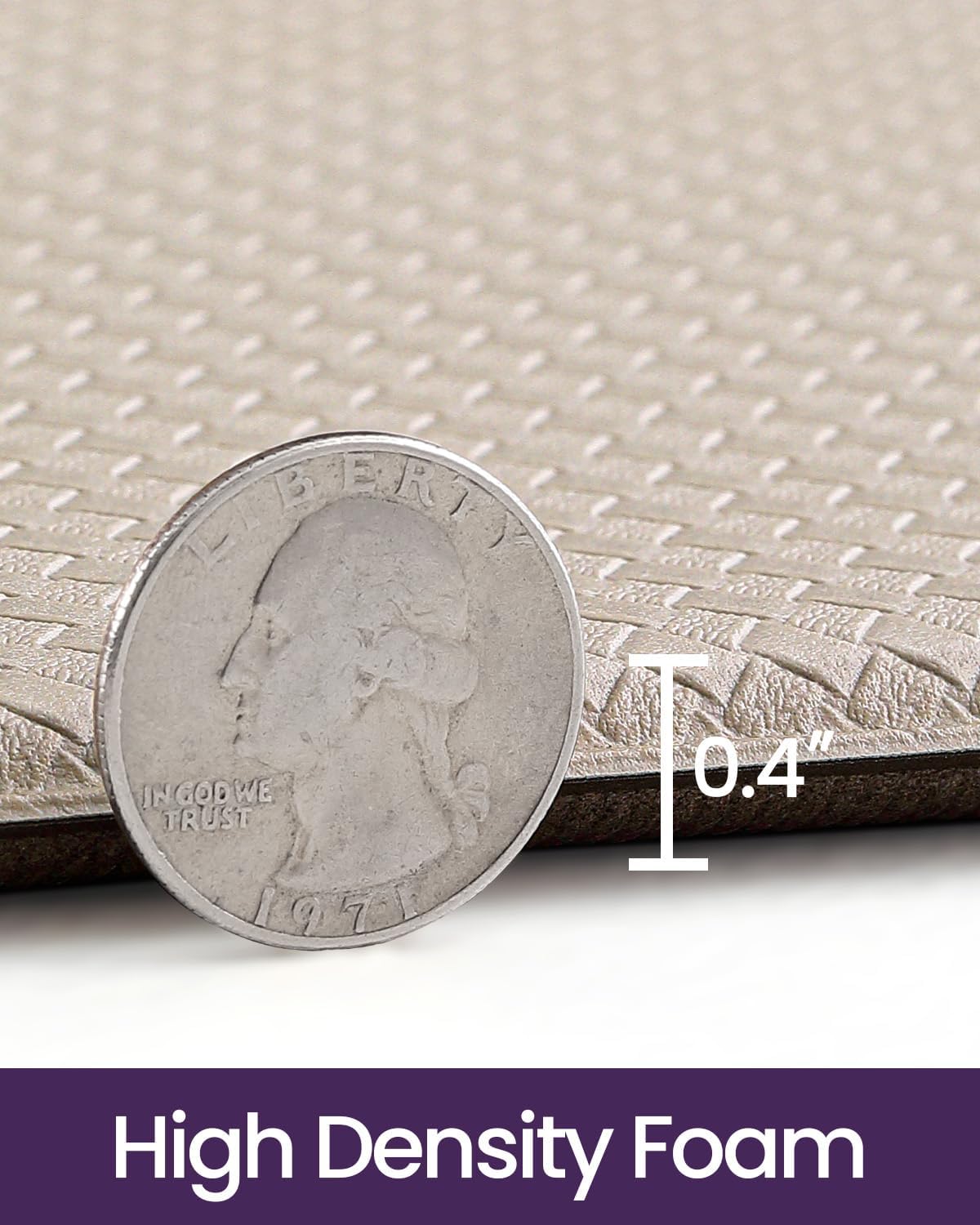 DEXI Kitchen Floor Mats Cushioned Anti Fatigue,17x29+17x59, Standing Runner Rug Waterproof, Comfort Memory Foam Padded for Front Sink Laundry Set of 2, Beige