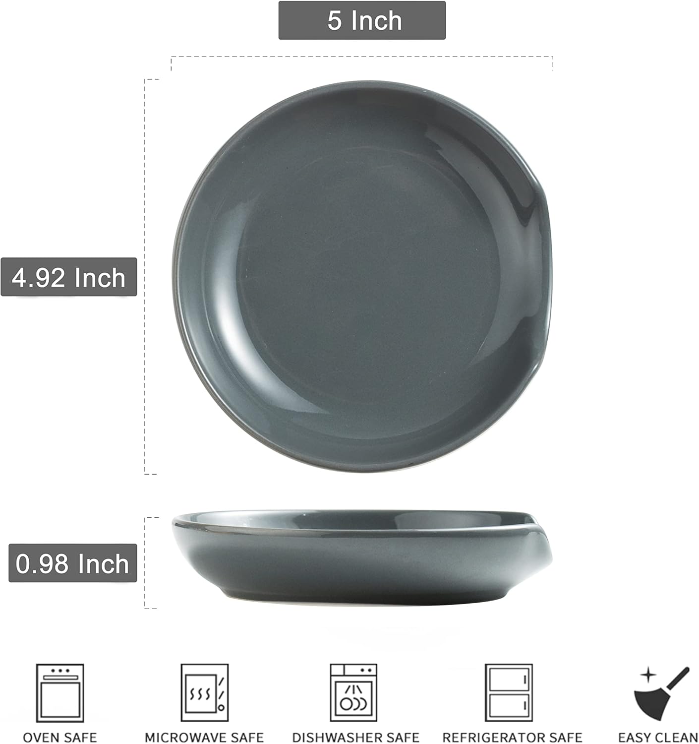 Porcelain Spoon Rest with Drip Tray for Multiple Utensils, Cooking Spoon Rest & Spoon Holder for Stove Top, Kitchen Utensil Holder for Spoons, Ladles, Tongs & Spatula, for Christmas, Gray