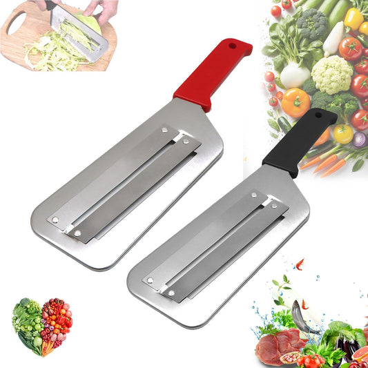 Dual Blade Julienne Cutter, Stainless Steel Shredder Slicer, Stainless Steel Cabbage Shredder for Coleslaw, Cabbage Slicer, Suitable for Vegetables and Fruits (Black+Red)
