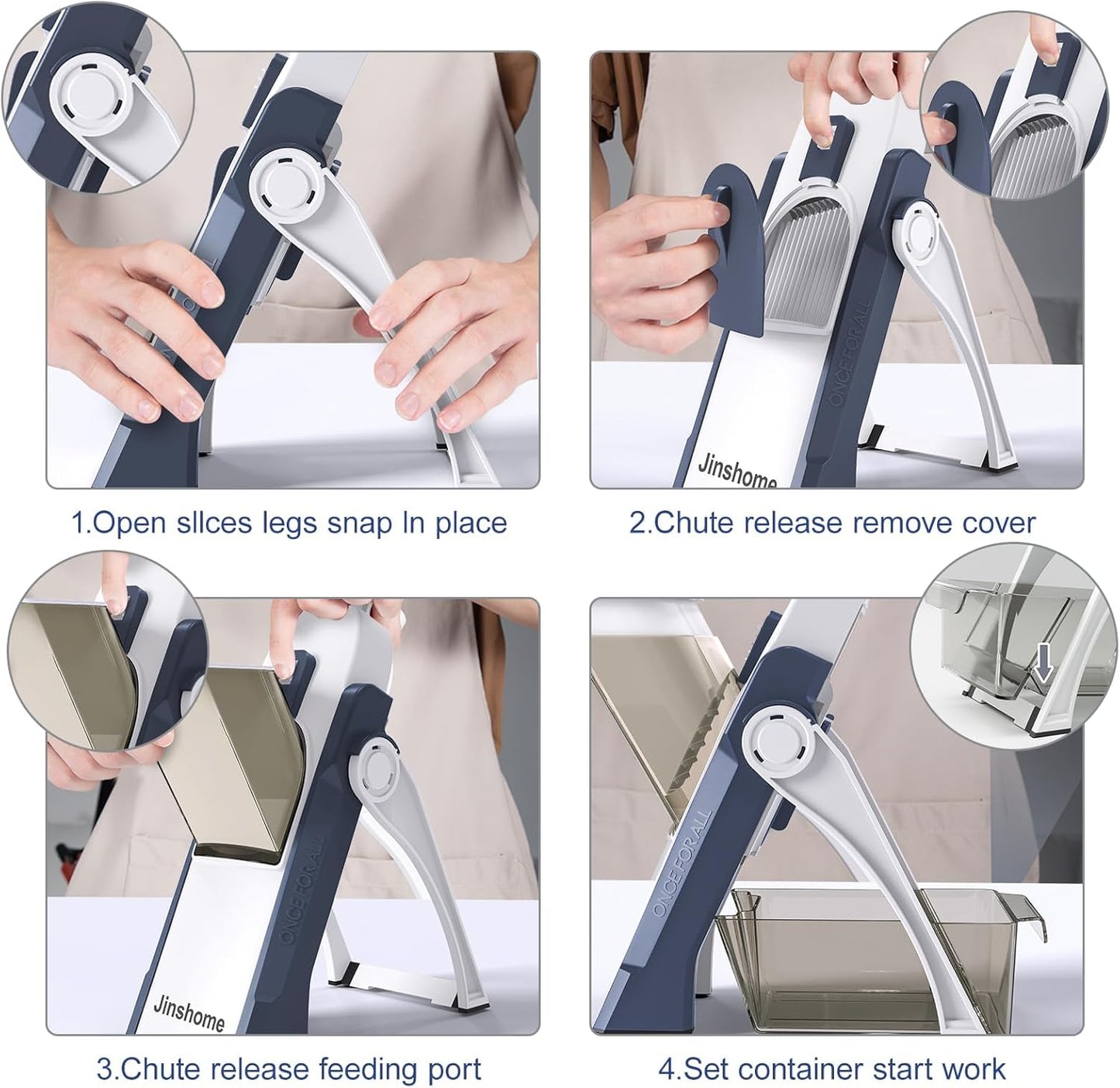 Upgraded Mandoline Slicer for Kitchen &Safe Vegetable Chopper 5 in 1 & Adjustable Mandoline Slicer,Can cut slicing,strips,shredding and dicing Kitchen Veggie chopper (DeepBlue)