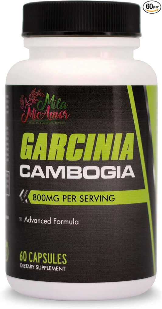 Mila Miamor Garcinia Cambogia Extract Supplement (50% HCA), 800 mg for Weight, Metabolism, Appetite & Energy Support, Caffeine Free, Non-GMO, Gluten Free, 60 Capsules