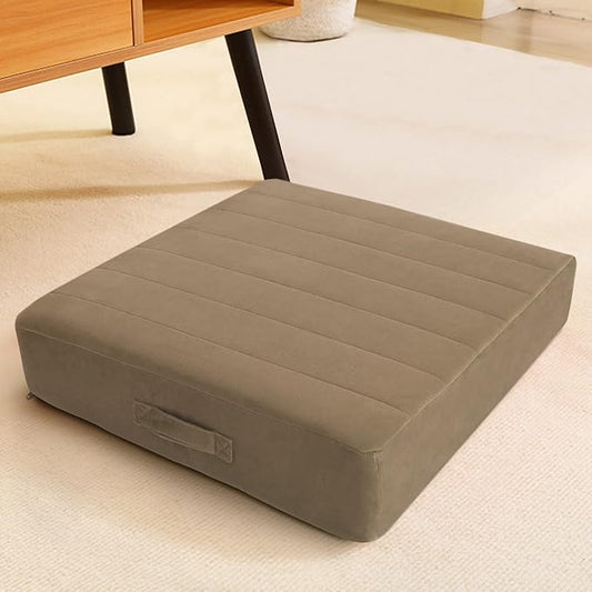 MeMoreCool Square Floor Pillow Seating for Adults Kids, Large Meditation Cushion Floor Pillow with Thick Foam & Soft Tufted Cover, Washable Big Pillow Seat Floor Cushion for Sitting Yoga 24" Coffee