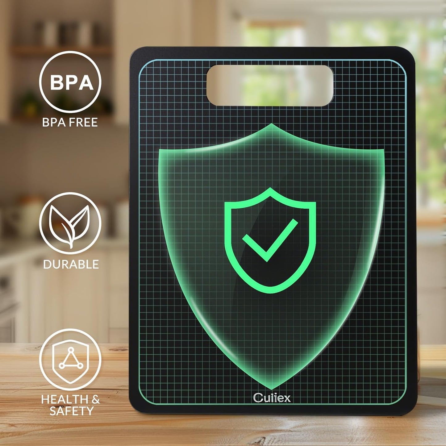 Cutting Boards for Kitchen [Set of 2], Wood Fiber Composite Cutting Board, Dishwasher Safe, Non Slip Non Toxic Chopping Board for Meat Vegetables Fruit Cheese - Black