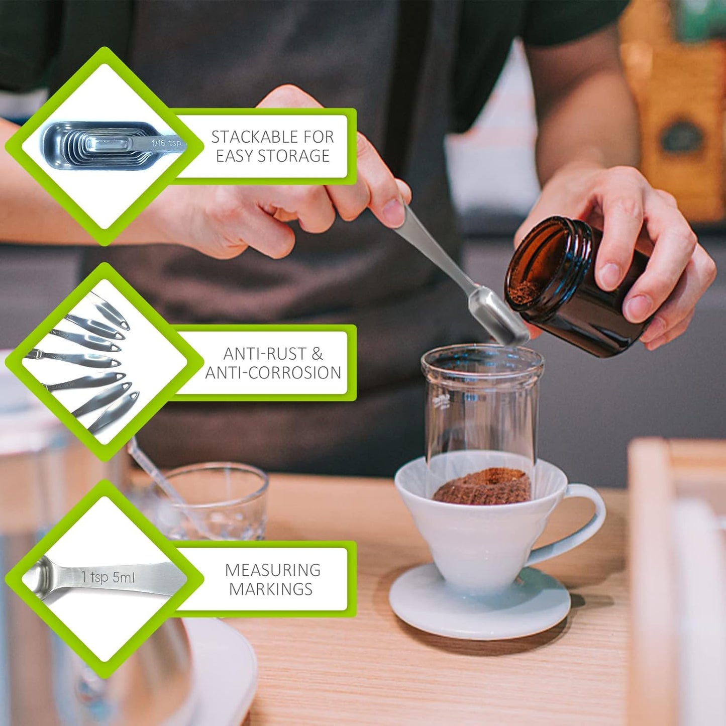 1PCS 1/4Teaspoon (1.25ml) Single Measuring Spoon, Individual Stainless Steel Long Handle Measure Tablespoon Only