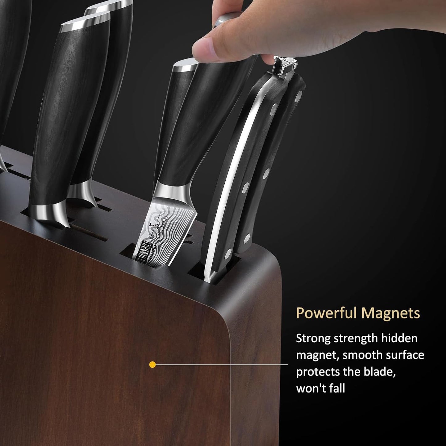 HOSHANHO 8 Pieces Knife Set with Magnetic Block, Ultra Sharp Powder Steel Knife Block Set, Professional Chef Knife Sets with Ergonomic Handle & Knife Sharpener