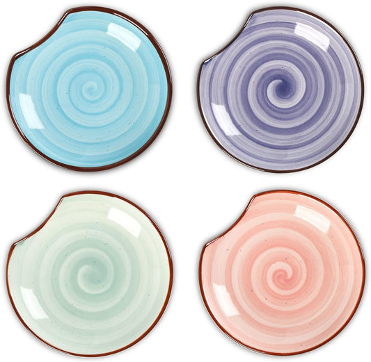 Selamica Ceramic Spoon Rest for Stove Top, 4.6 Inch Cooking Spoon Holder for Kitchen Counter, Stackable Utensil Rest Holder for Spatula Ladles Tong Coffee Spoon, Set of 4, Gradient Color