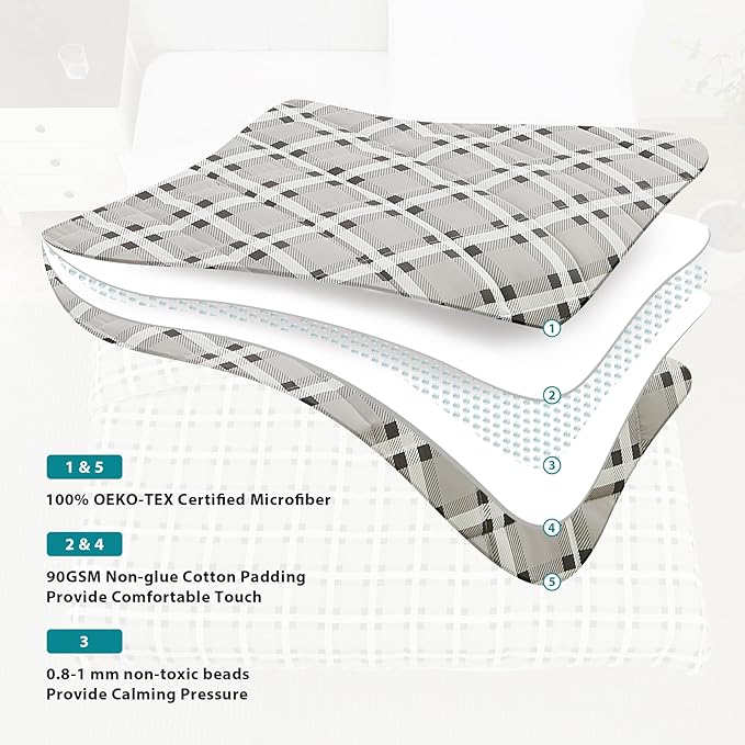 L'AGRATY Weighted Blanket - 60"x80" 15lbs Cooling Breathable Heavy Blanket Microfiber Material with Glass Beads for Adult All-Season Summer Fall Winter Soft Thick Comfort