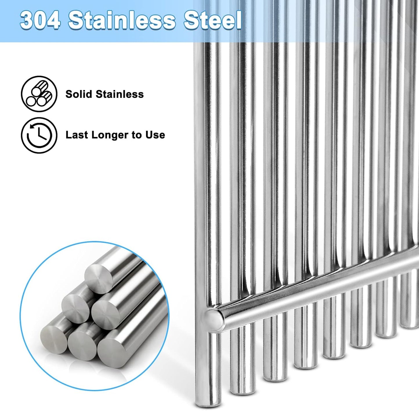 Adviace 18.75 Inch 66095 Grill Grate Replacement for Weber Genesis II 300 & II LX 300 Series, II E-310, II S-310, II S-335, II E-335, 304 Stainless Steel Cooking Grate for Weber Genesis Grill Parts.