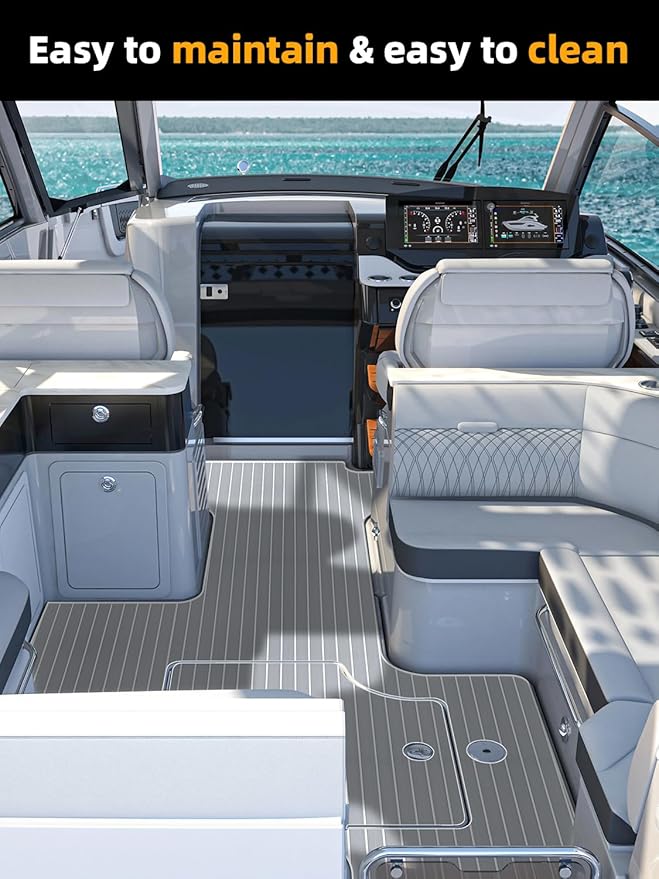 FOCEAN Boat Flooring EVA Foam Boat Decking Faux Teak Marine Flooring Boat Mat Boat Carpet Sheet for Motorboat RV Yacht Kayak Surfboard, 94.5"x 47.2"/35.4"/23.6"/15.7"