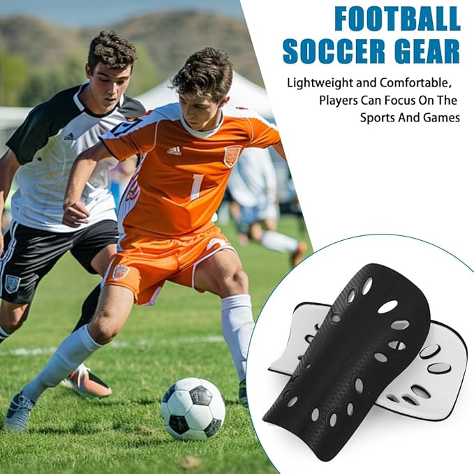 Soccer Shin Guards for Kids Youth, 2 Pairs Breathable Shin Pads for Boys Girls Teens Adults, Lightweight Football Equipment Cushion Protection for Men Women