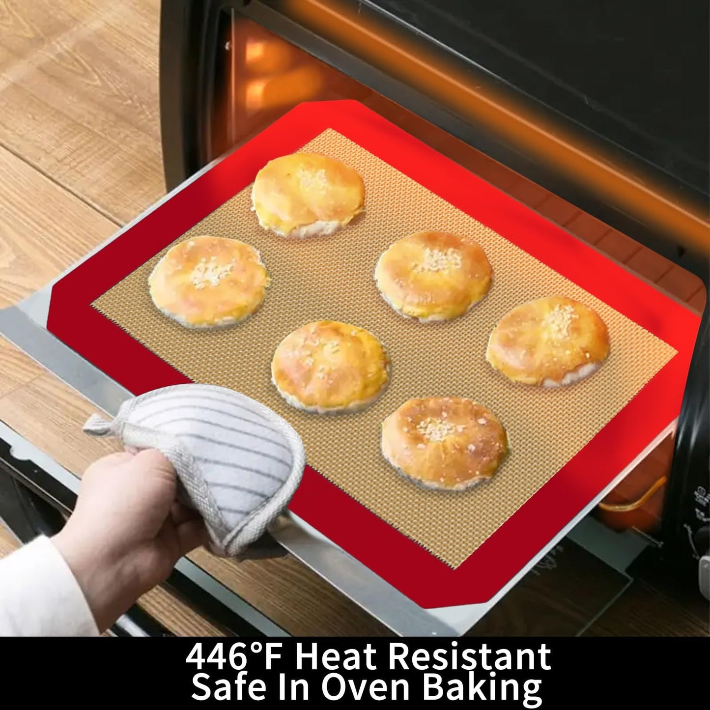 Small Silicone Baking Mats, Set of 4,11-4/5x8-1/4 Inch Quarter Sheet Size, Non Stick, BPA Free, 1/4 Baking Sheet Pan Liner for Cookies, Macaron, Bread, Pastry, Toaster (Red)