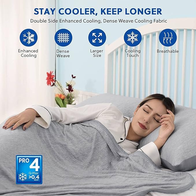 HOMFINE Cooling Blankets for Hot Sleepers - Summer Blanket Thin Lightweight Breathable Soft Double Side Enhanced Cooling for Bed Couch Sofa, Keep Cool for Night Sweats (Grey, 50 x 70 inches)