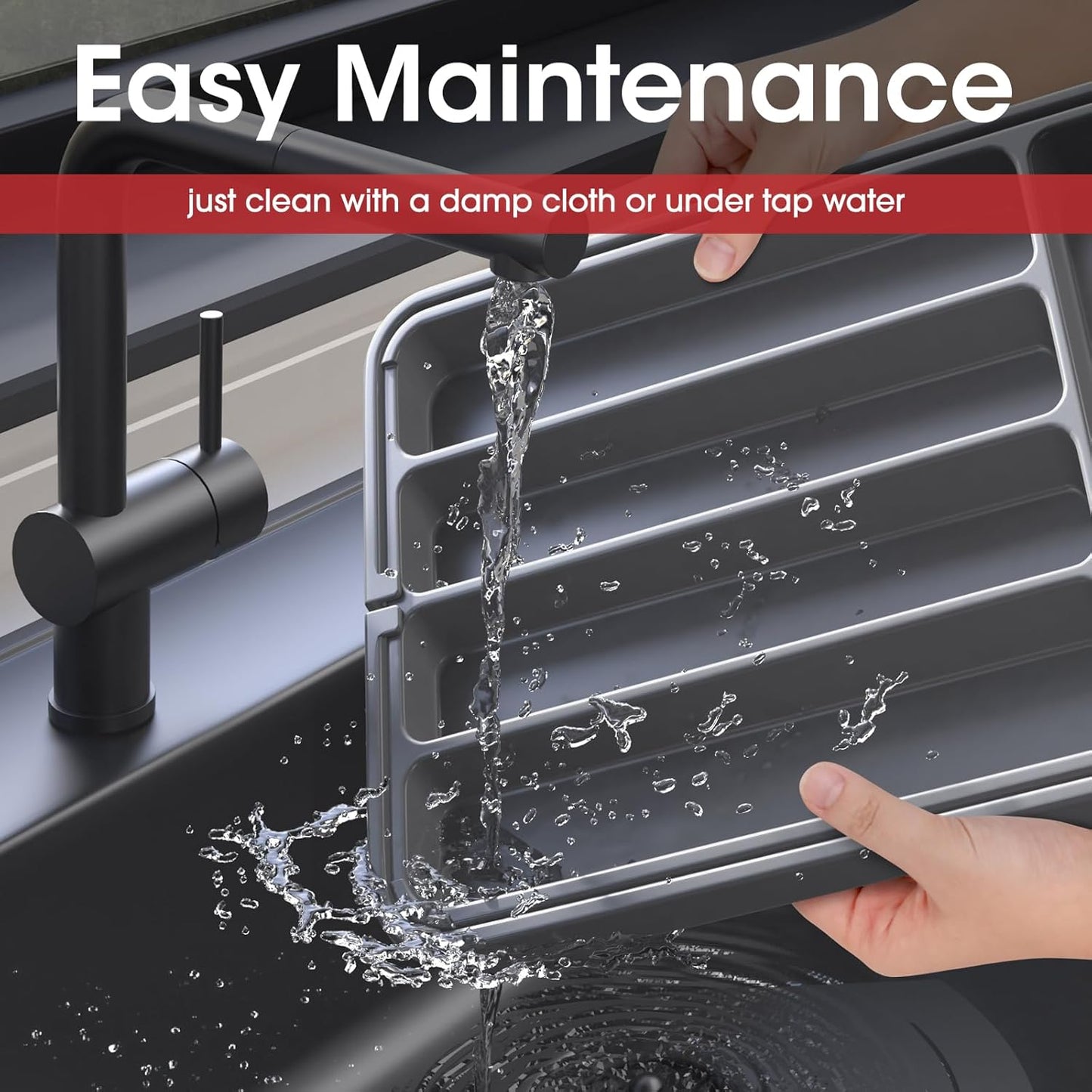 Aujen Silverware Organizer - Expandable Kitchen Drawer Organizer, Adjustable Utensil Organizer, Cutlery Tray for Forks, Knives, Multipurpose Kitchen Organizers and Storage Solution, Grey, Medium