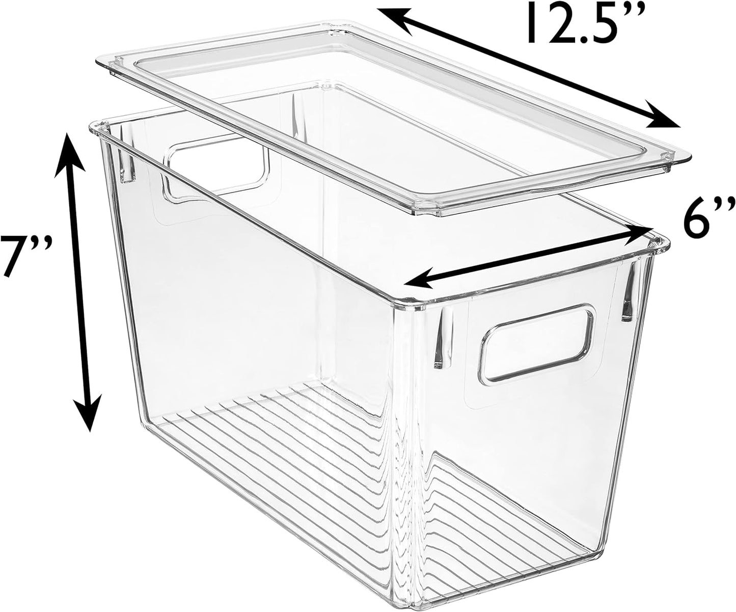 ClearSpace Modern Plastic Storage Bins with Lids – Perfect Kitchen Organization or Pantry Fridge Organizer, 4 Pack, 12.5" x 6" x 7", 9L Capacity Each, BPA Free, Stackable
