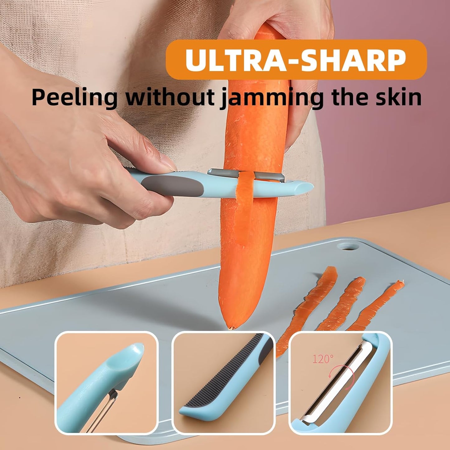 Trez Treamer Vegetable Peelers for Kitchen,6PCS P Peelers Stainless Steel Potato Carrot Veggie Zucchini Cucumber Apple Peeler,Ultra-thin Peeling (6 P Peelers)